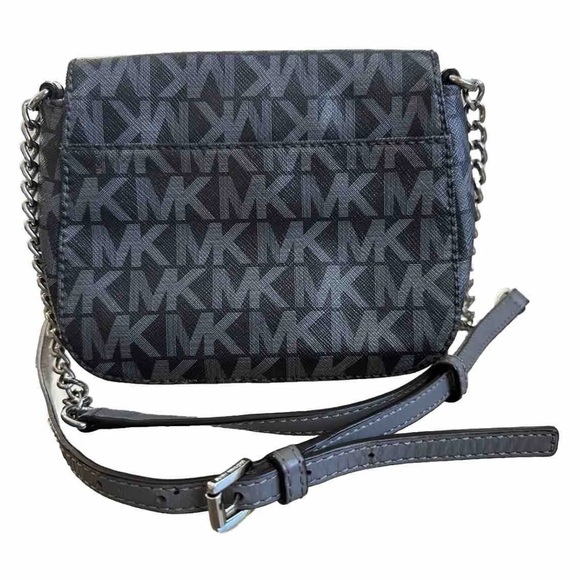 Michael Kors Fulton Black Gray MK Signature Small Crossbody Bag Handbag Purse - Picture 2 of 7
